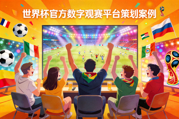 世界杯官方数字观赛平台策划案例封面 - 球迷在屏幕前欢呼